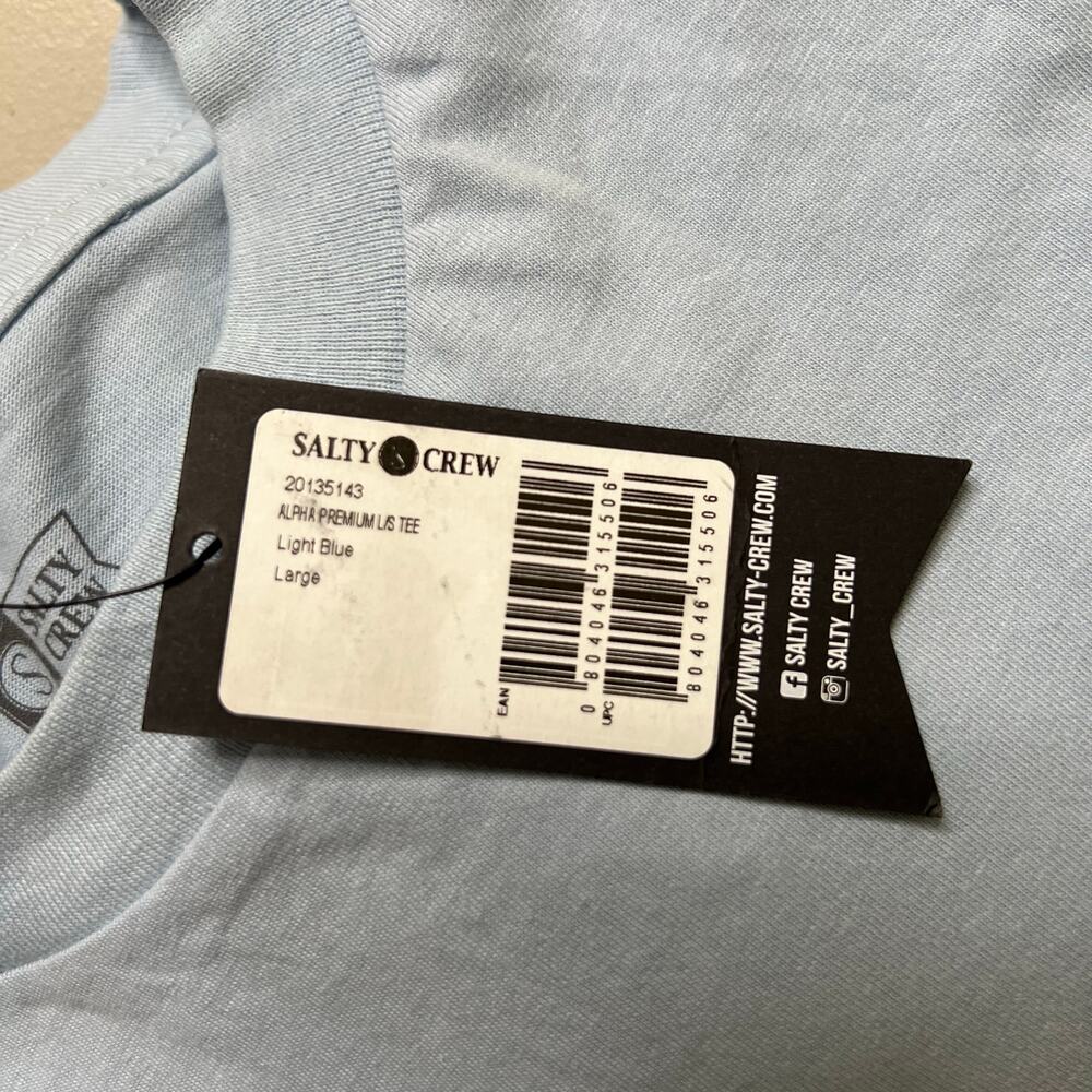 Salty Crew Alpha Premium NWT Long Sleeve T-Shirt Light Blue -‎ L - Picture 11 of 12